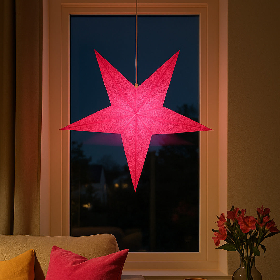 Mono Pink – Håndlavet stjerne lampe (Ø60 cm)