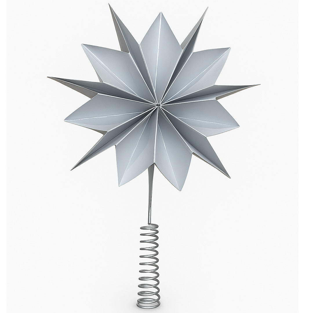 Moonmind – Perlehvid Juletræsstjerne med Moderne Foldedesign - 25 cm