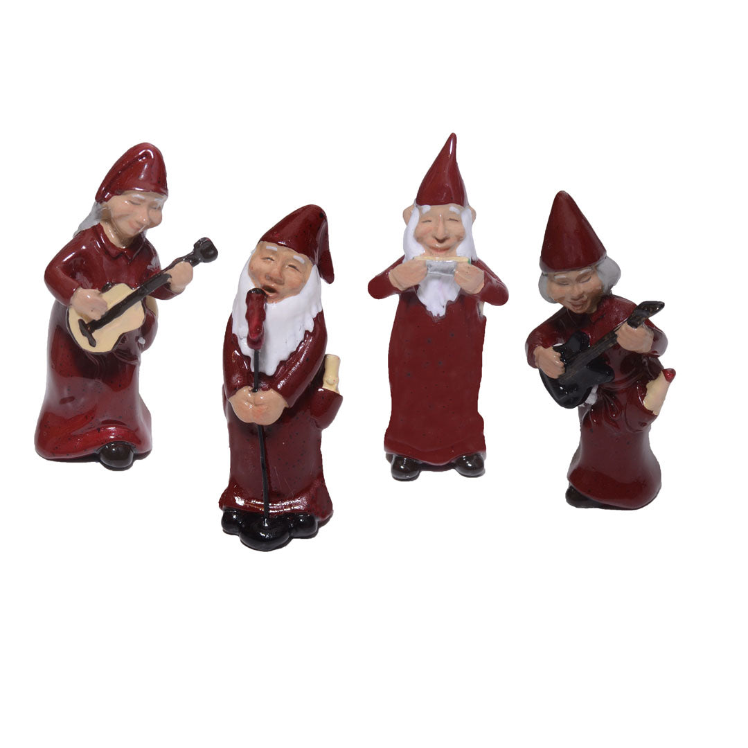 Harvesttime - 1045 - Rockband med nisser - 4 Figurer - Rød