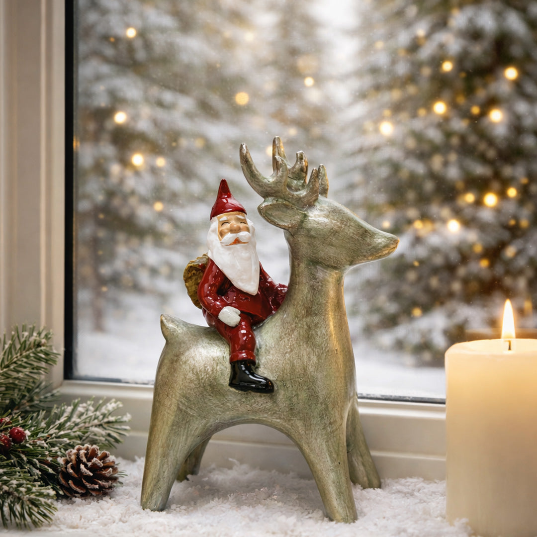 Harvesttime – 1291 - Tomte på Rensdyr Julefigur