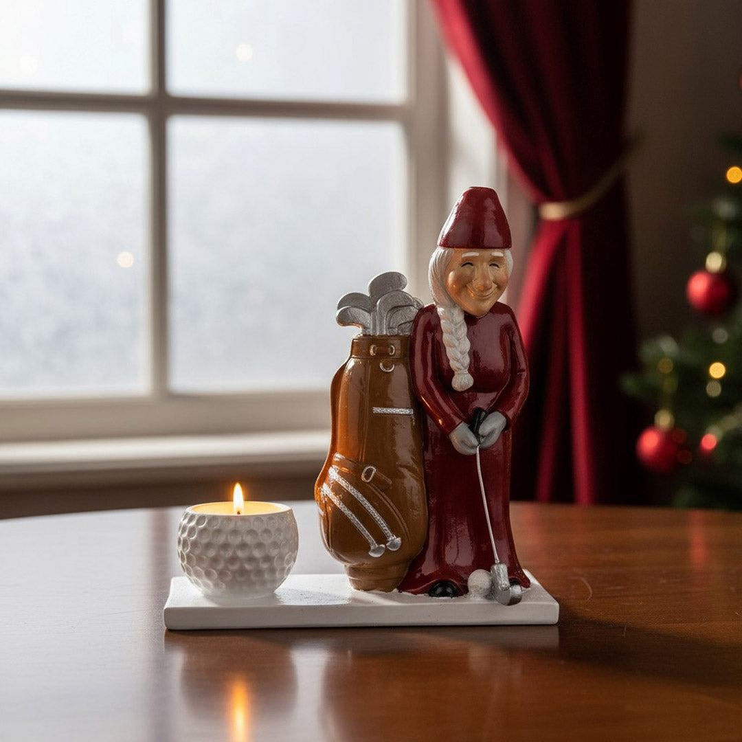 Harvesttime - 3211 - Nissedame med golftaske, rød – til fyrfadslys