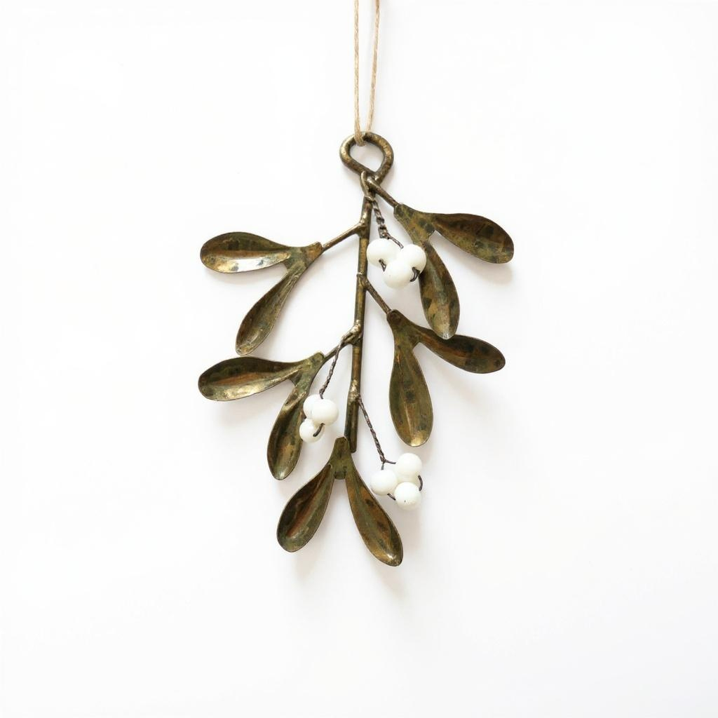 Moonmind – Ornament Mistelten i Metal - 14 × 9.5 × 2 cm