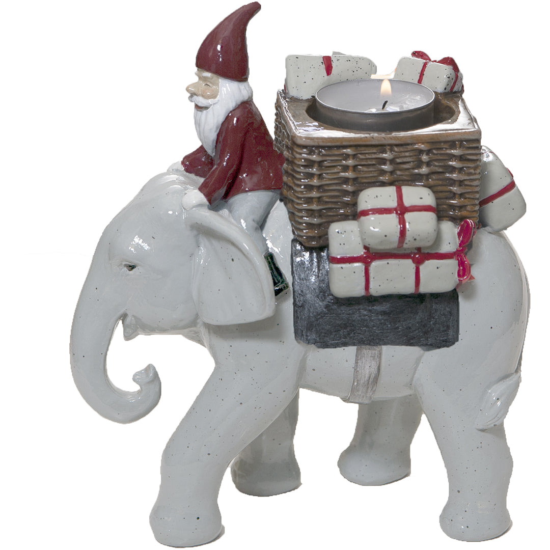 Harvesttime – 1301 - Nisse på Elefant Figur med Fyrfadsstage