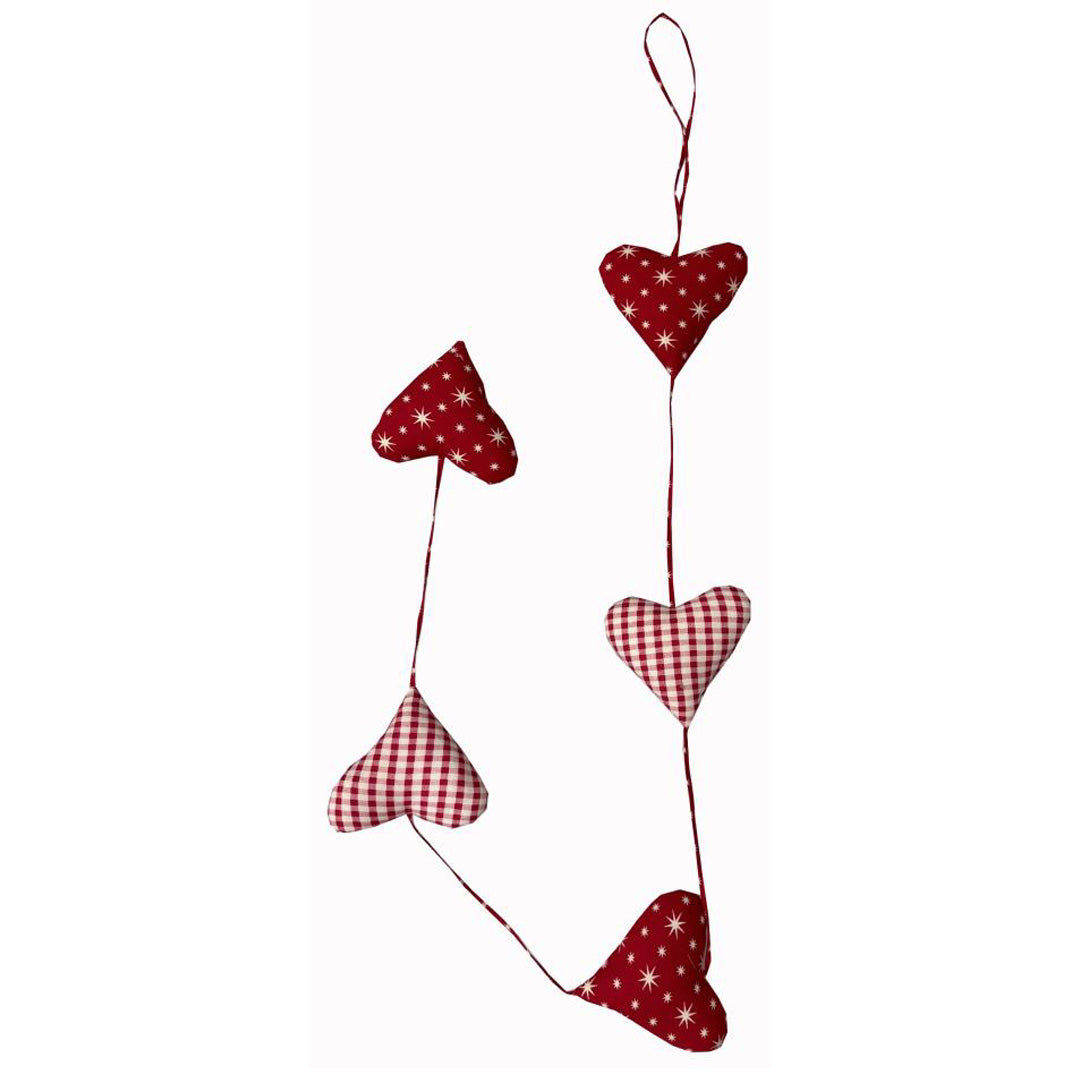 Moonmind – Julehjerter Guirlande i stof 5 stk - 180 cm