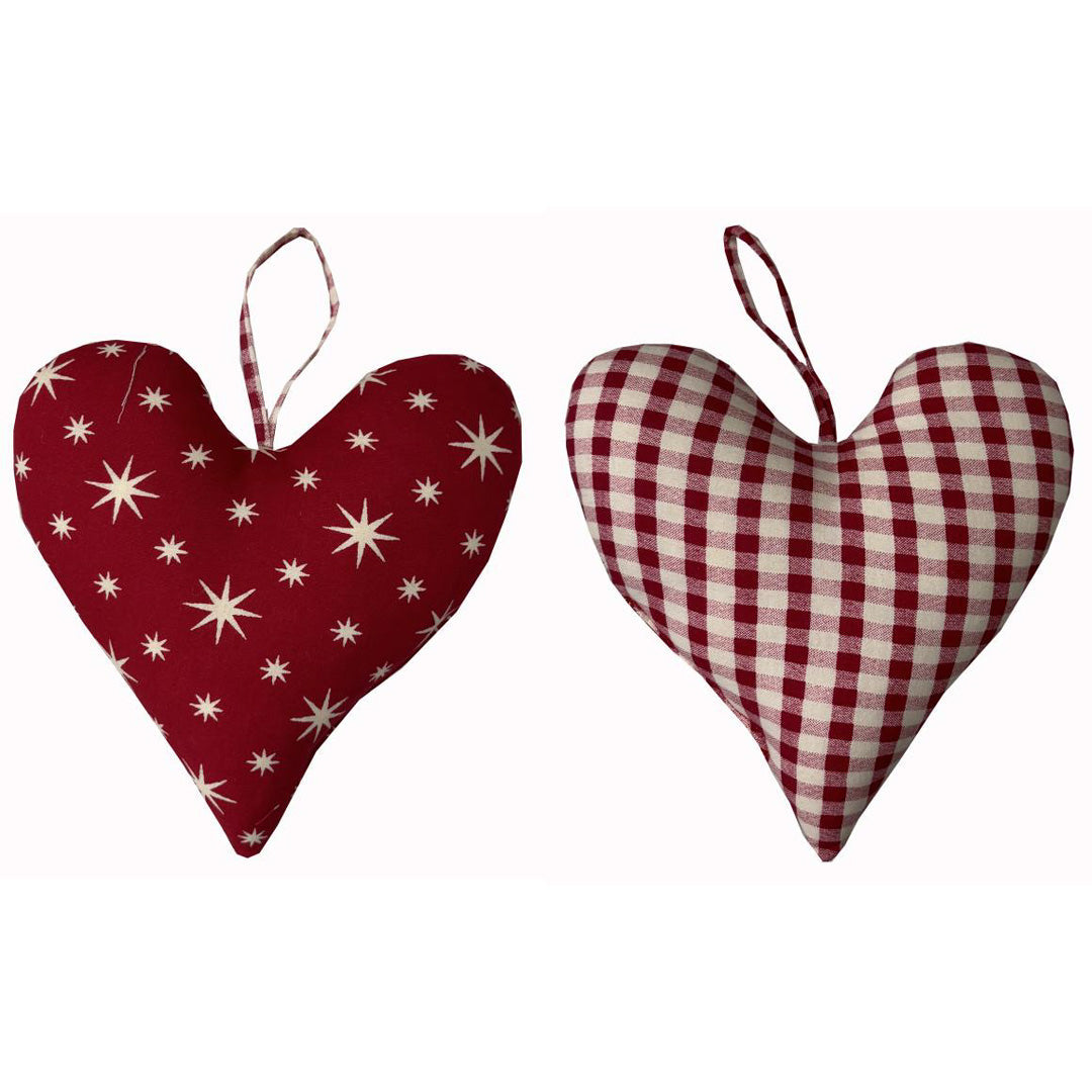 Moonmind – Håndlavet Julehjerter i stof 2 stk. XL