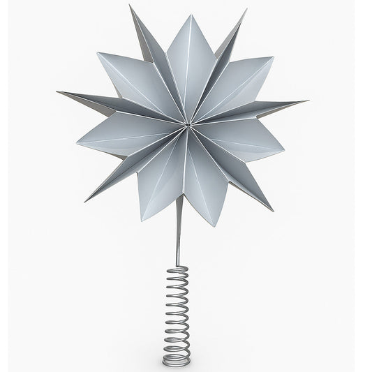 Moonmind – Perlehvid Juletræsstjerne med Moderne Foldedesign - 25 cm