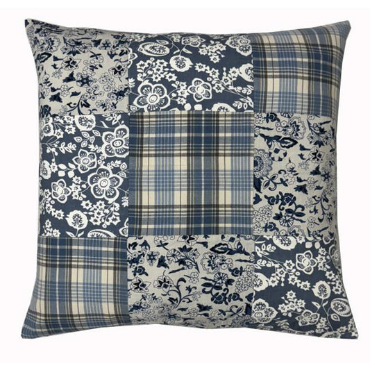 Moonmind – Patchwork Pudebetræk Håndquiltet Mørkeblå 50x50 cm