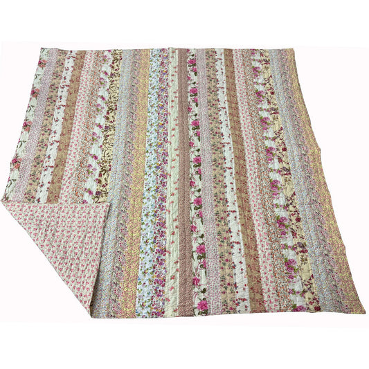 Moonmind – Patchwork Sængetæppe Håndquiltet Blomsternuancer 240x240 cm