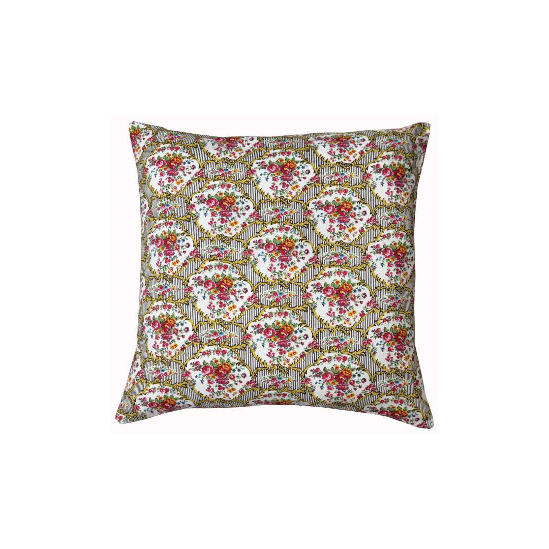 Moonmind – Pudebetræk 50x50 cm – Blomsterprint i Guld og Rosa