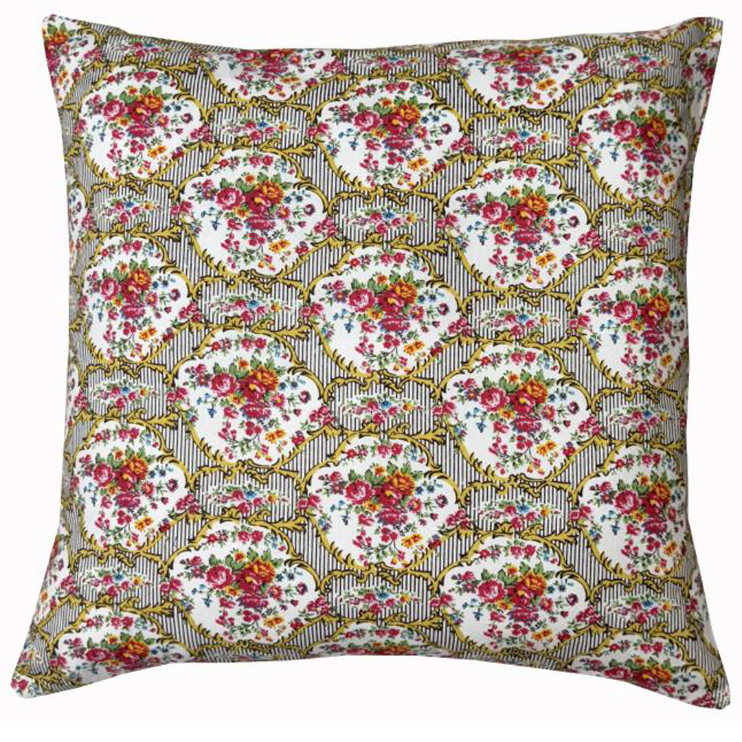 Moonmind – Pudebetræk 50x50 cm – Blomsterprint i Guld og Rosa