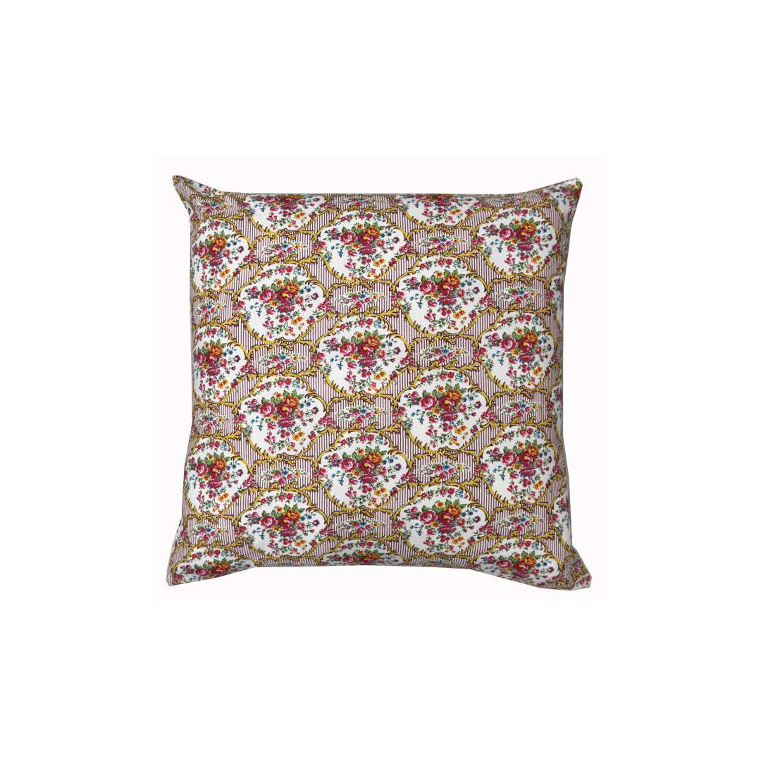 Moonmind – Pudebetræk 50x50 cm – Vintage Blomstermønster i Guld og Rosa