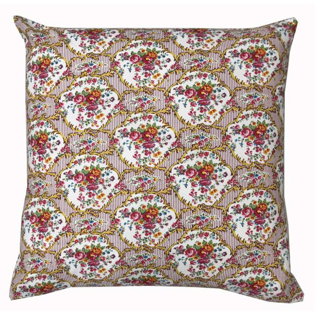 Moonmind – Pudebetræk 50x50 cm – Vintage Blomstermønster i Guld og Rosa