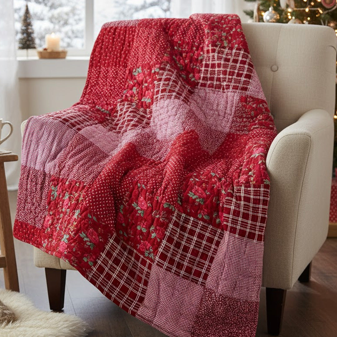 Moonmind – Patchwork Håndquiltet Vattæppe Christmas 130x180 cm