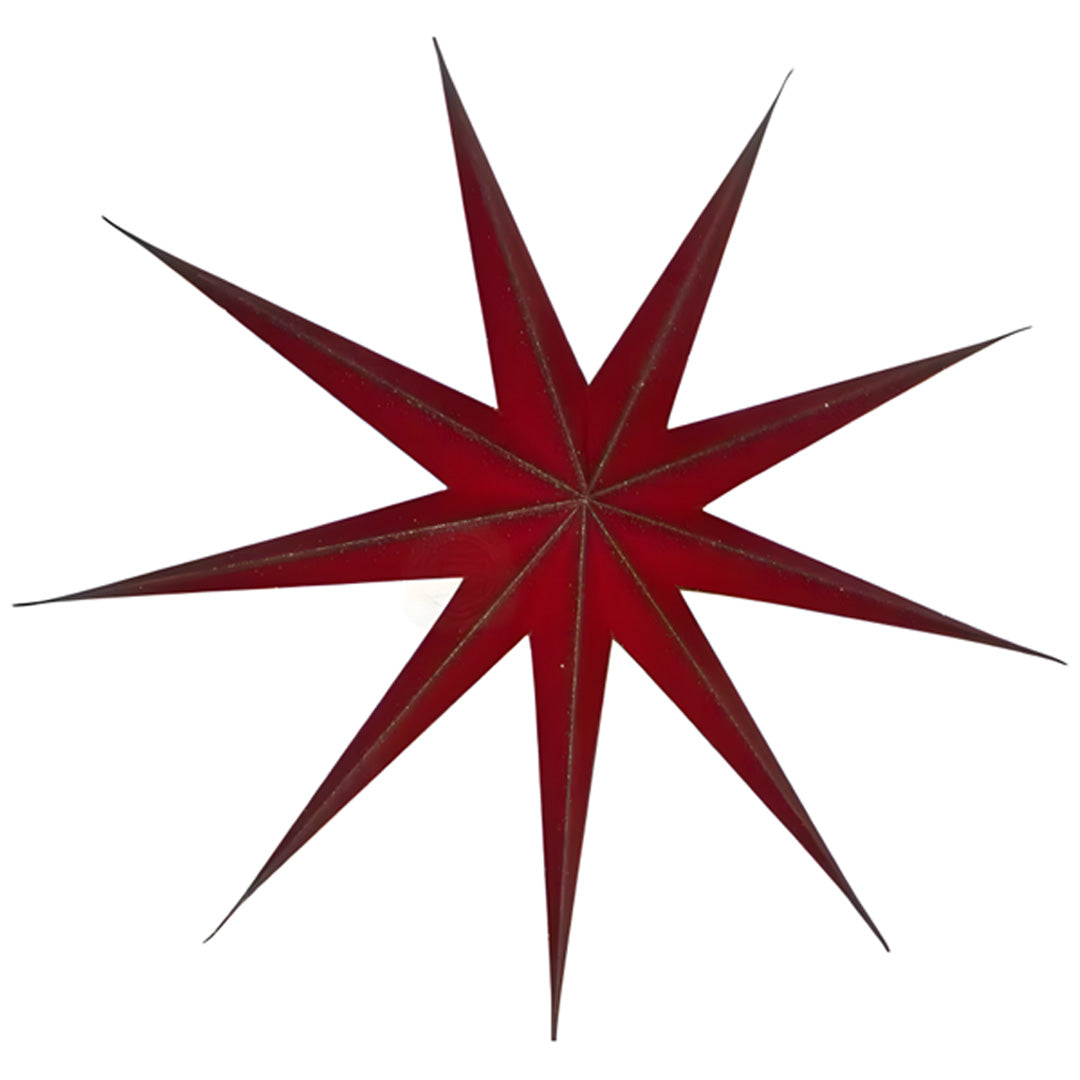 Moonmind – Roja Stjernelampe i Rød med Guldglimmer - Ø60 cm