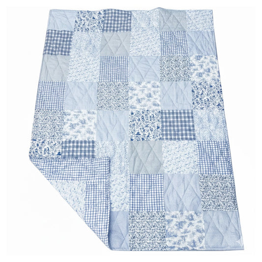 Moonmind – Patchwork Håndquiltet Vattæppe i Blå 130x180 cm