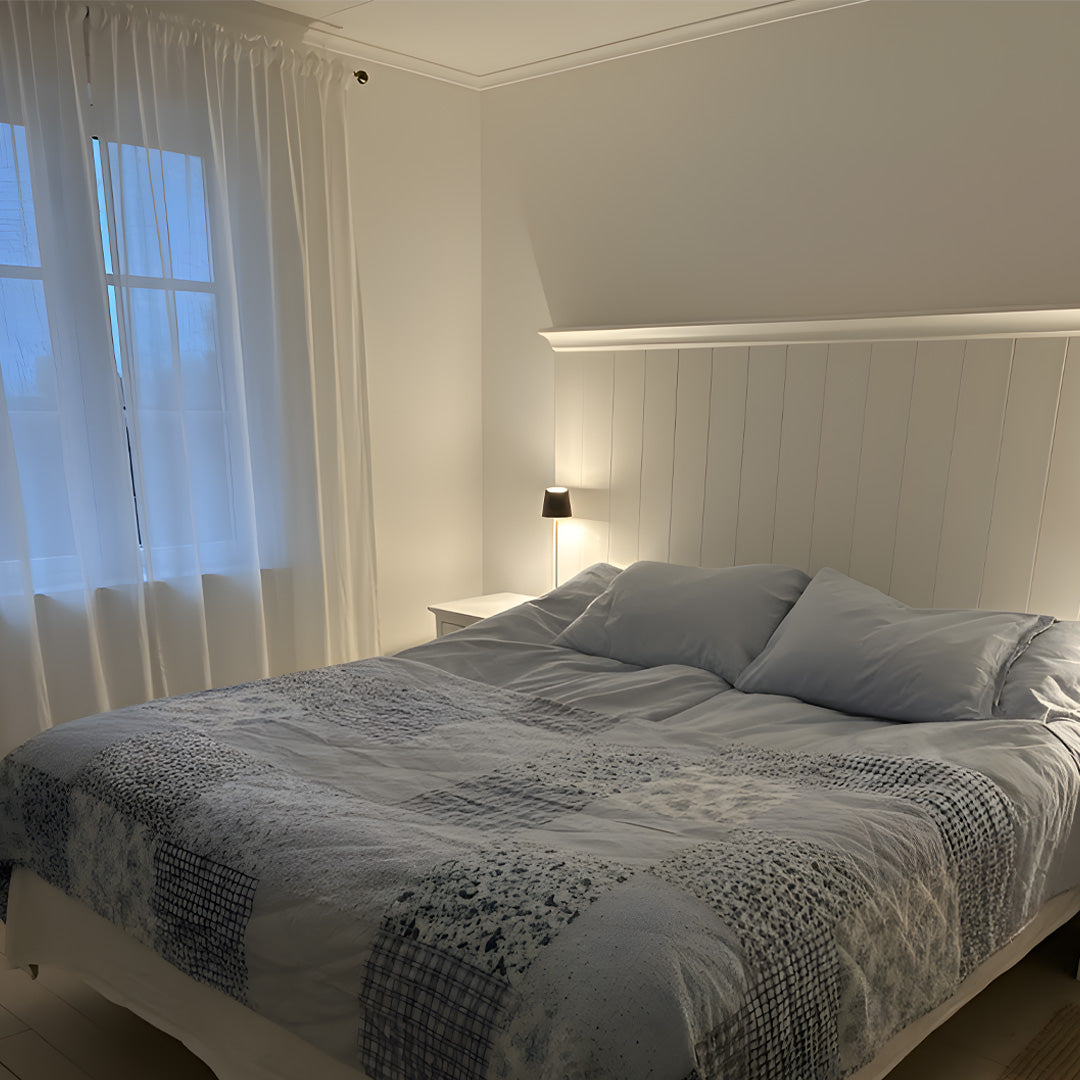 Moonmind – Patchwork Sengetæppe Håndquiltet i Blå 240x240 cm